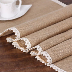 Vintage Jute Table Runner Burlap Lace