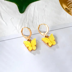 Yellow Leaf Dangle Earrings