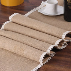 Vintage Jute Table Runner Burlap Lace