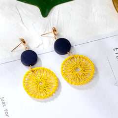 Yellow Leaf Dangle Earrings